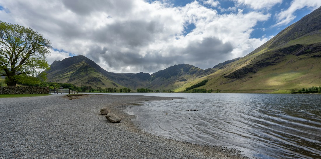 Green hills rising above Buttermere in the Lake District